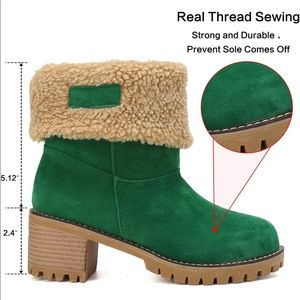 Green warm suede boots